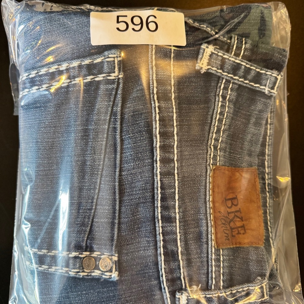 BKE Harper Bootcut Jeans Womens 32R Medium Wash Contrast Stitch Denim Blue - Picture 13 of 13